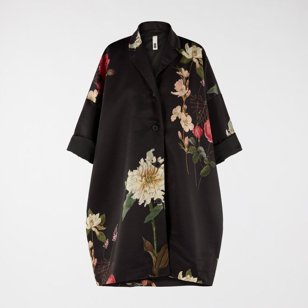 Wendy Trendy (OS) Flower Kimono Jacket - Black Avant Garde Relaxed Fit Duster